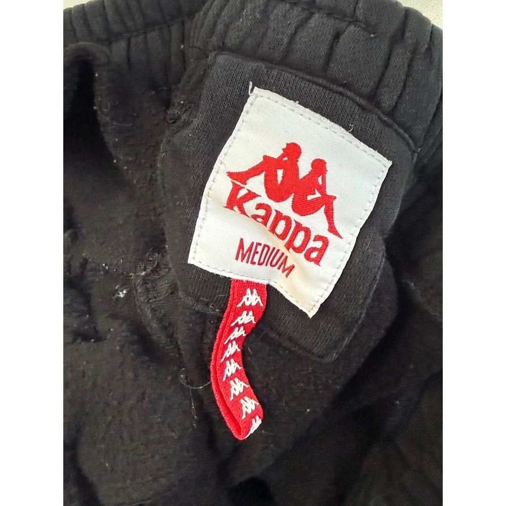 Kappa Banda Astoria Track Pants Black Logo Tape Joggers Mens Medium Sweatpants